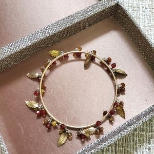 Leaf Charm Bangle Bracelet